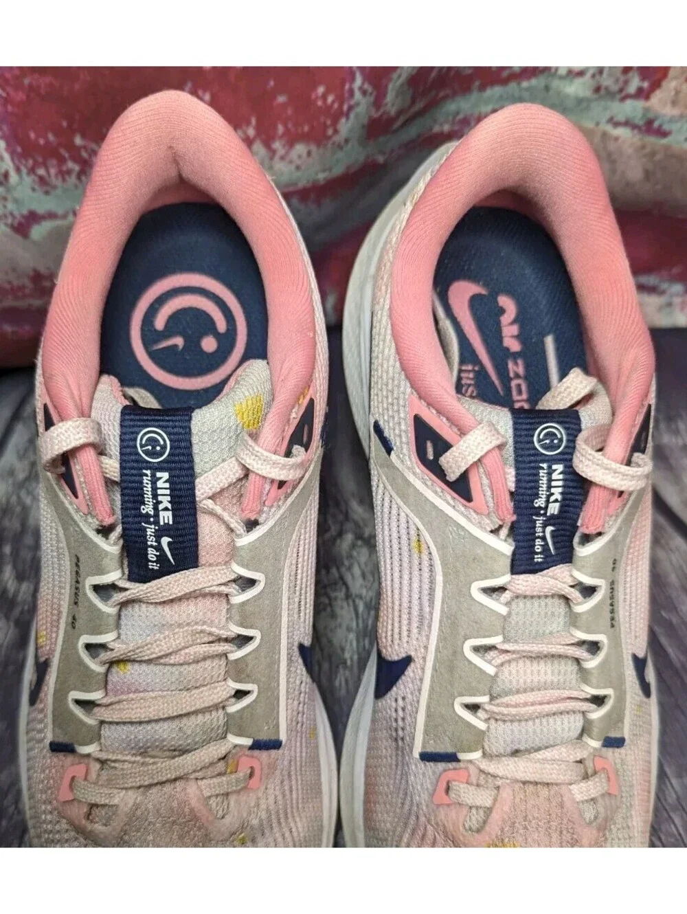 Nike Air Zoom Pegasus 40 Floral Watercolor Pearl Pink Running Shoes Women 8.5 40